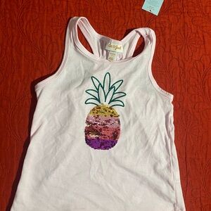 Cat & Jack Pink Tank Top with Sequin Pineapple